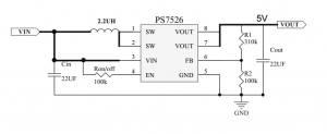 3V和3.7V，4.2V輸入，輸出5V2.4A同步整流升壓芯片-PS7526