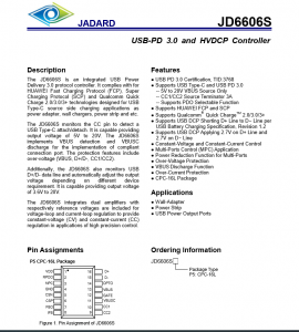 支持蘋(píng)果20W PD快充協(xié)議芯片JD6606S