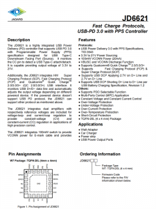 JD6621 快速充電協議IC USB-PD 3.0與PPS控制器 百盛電子代理商