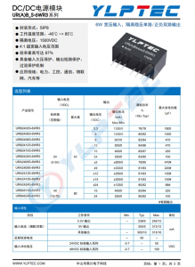 URA2424S-6WR3  寬壓輸入，隔離穩壓單路/正負雙路輸出