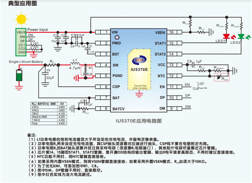 IU5370E IU5370內置快充申請功能,最大3.5A同步降壓型單節多類型鋰電池充電芯片