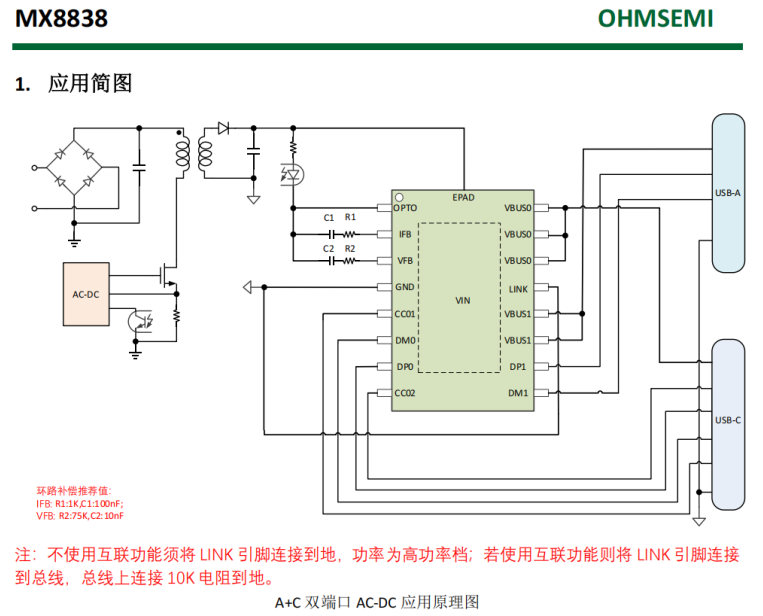 MX8838-1 支持互聯(lián) USB 雙端口快充協(xié)議控制器MX8838